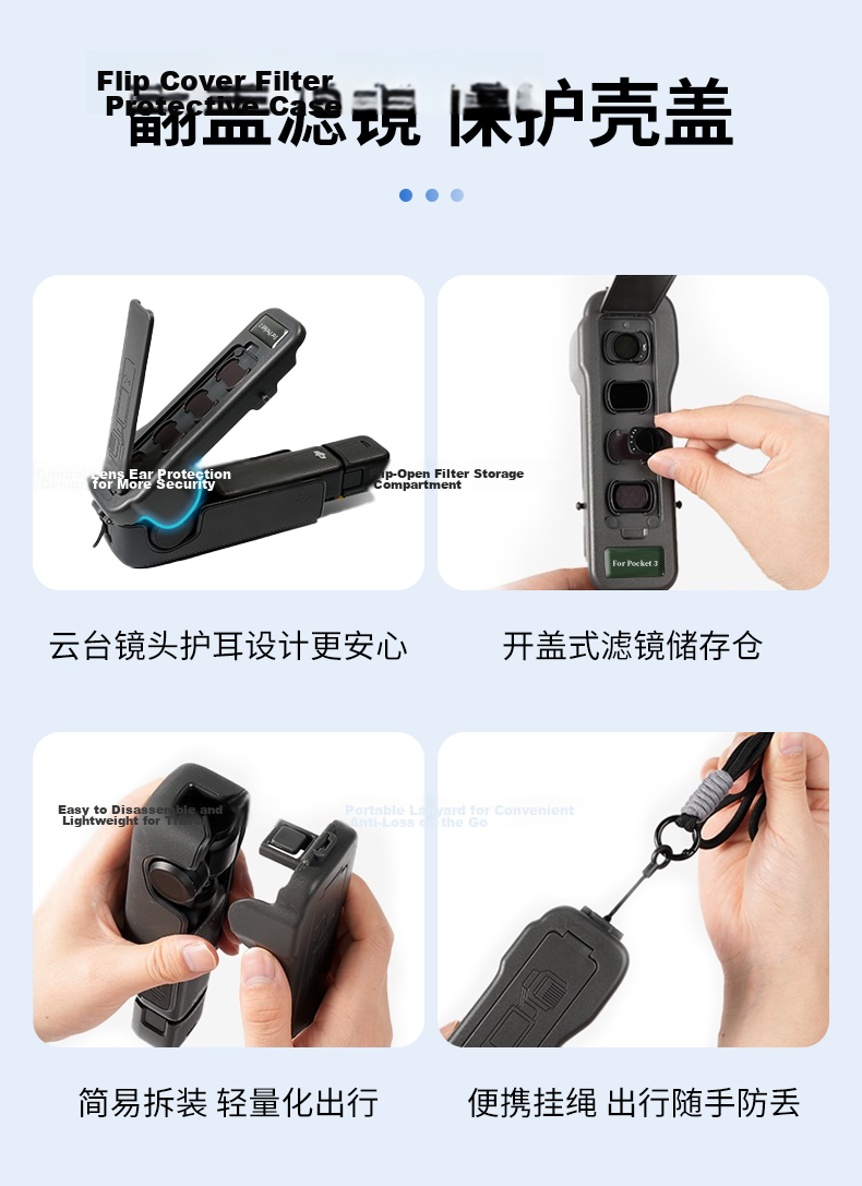 Luna Protective Case Cover Lens Filter Storage Shell Cap for DJI Osmo Pocket 3 4