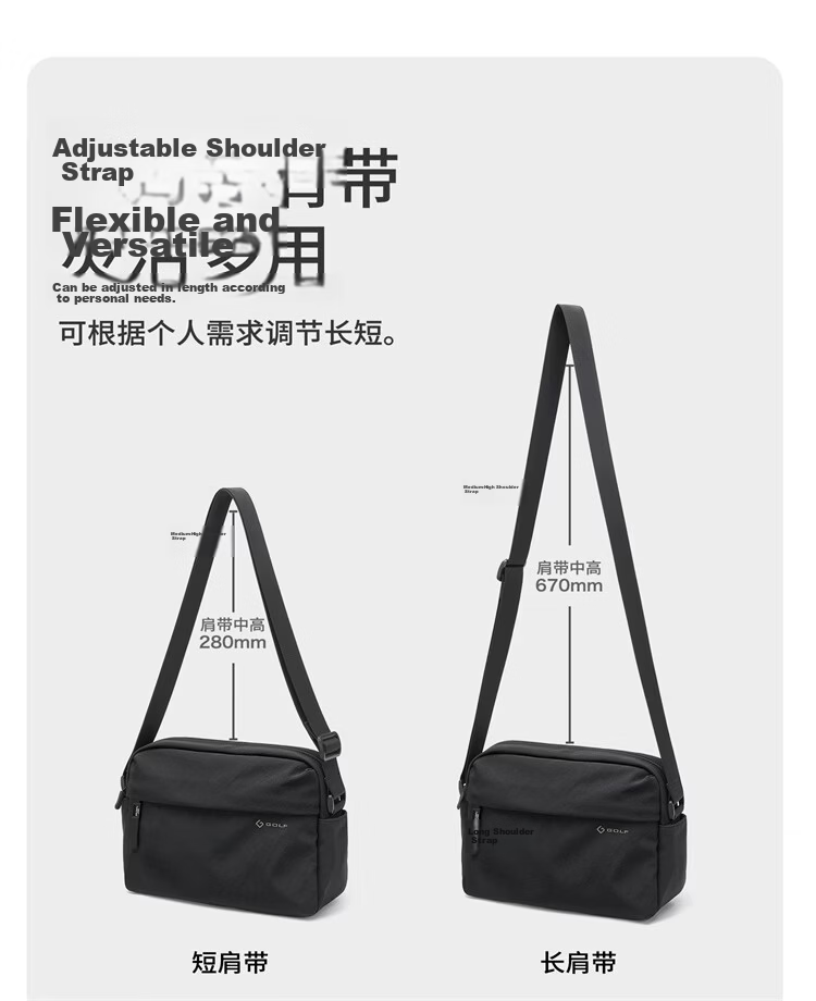 GOLF Casual Crossbody Bag Unisex Lightweight Outdoor Sports Cycling Shoulder Bag Commuter iPad Tablet Small Square Bag 19