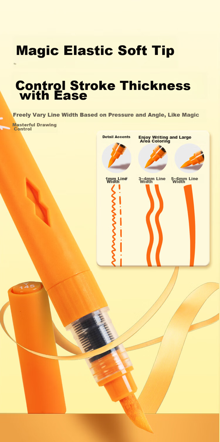 JD Jingzao Direct Liquid Acrylic Marker 36 Colors Large Capacity Elastic Soft Tip High Coverage Non-Bleed Student Watercolor Drawing Pen Birthday Gift for Boys and Girls 6