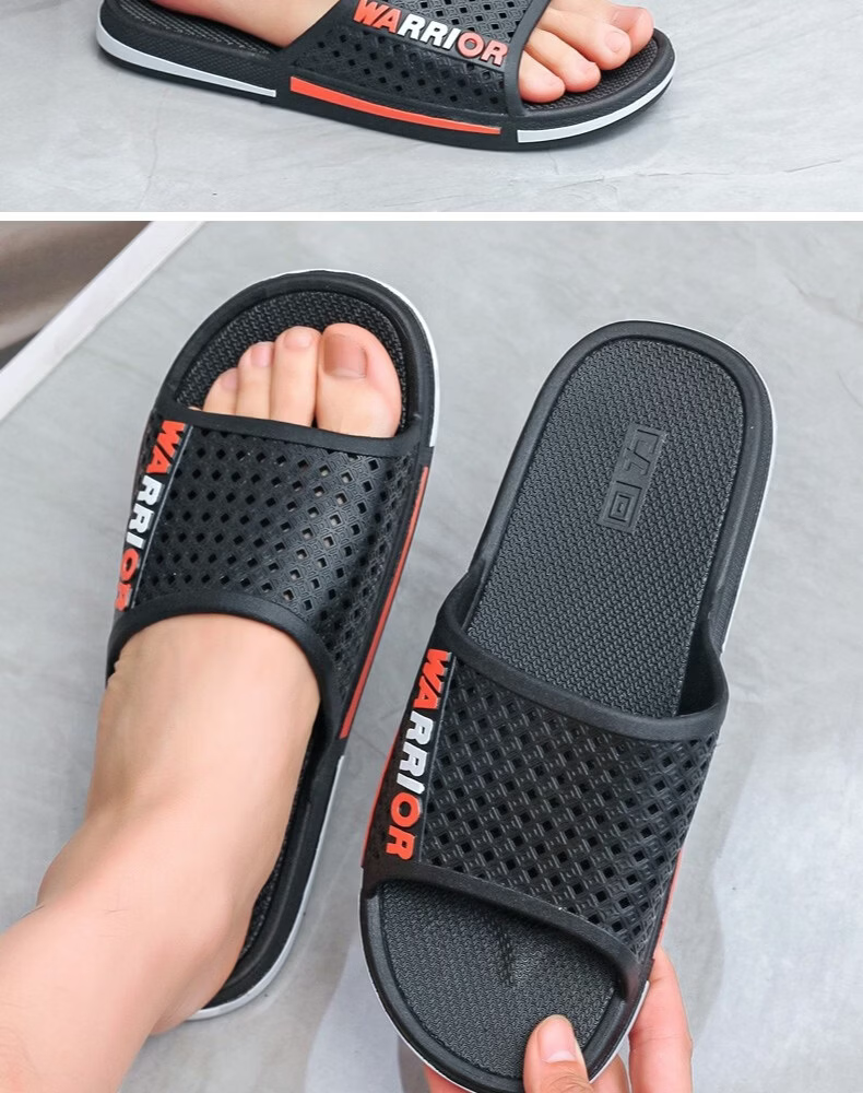 Warrior Men's Slippers Home Use Shower Non-Slip Bathroom Indoor Outdoor Silent Cool Slippers HL3C33 Black Size 43 18