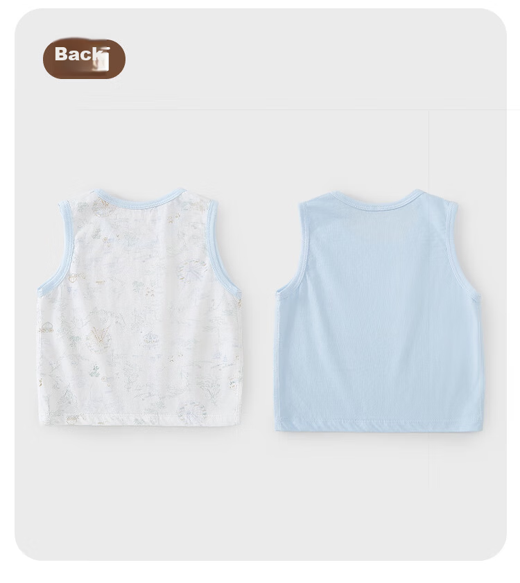 Xiyuan Kids Summer Thin Cotton Vest 2-Pack Unisex Children's Tank Top 7A Antibacterial Baby Inner and Outer Wear Sleeveless Shirt 10