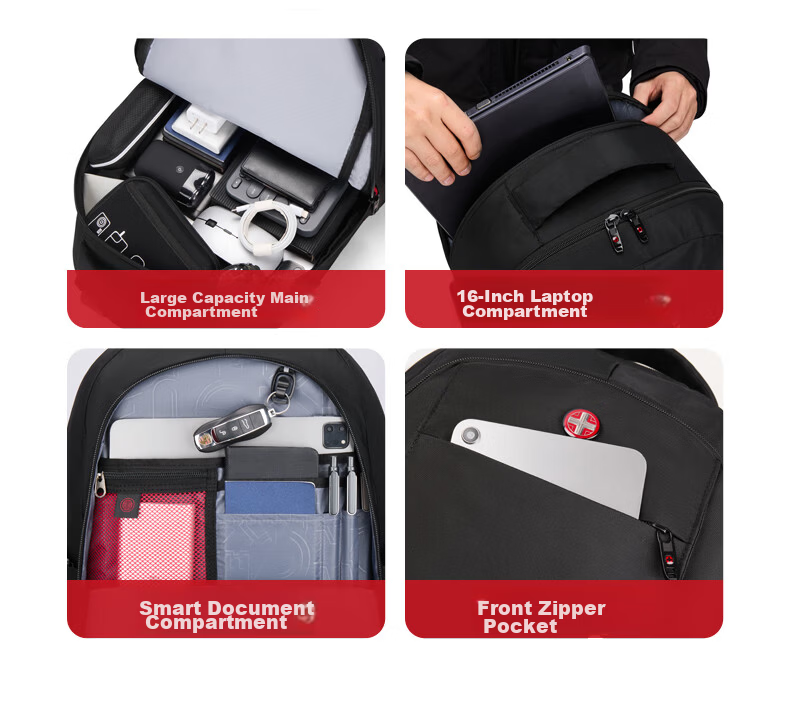 CROSSGEAR Swiss Army Knife Business Travel Large Capacity 16-inch Laptop Backpack Men's Student School Bag 9
