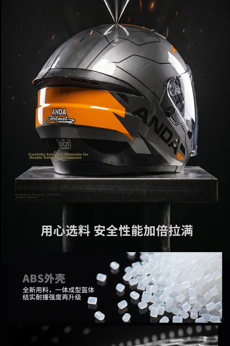 AD Motorcycle Helmet 3C Certified Unisex Four-Season Dual-Visor Half Helmet Summer Electric Bike Winter Warm Anti-Fog Safety Cap 601 Matte Black 10
