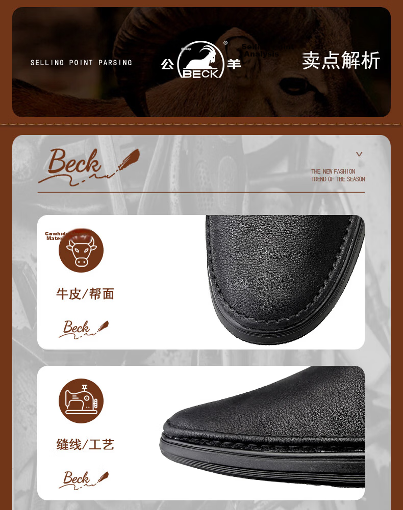 Men's Ram Leather Casual Shoes New Spring Genuine Leather Soft Durable Slip-On Driving Shoes 25
