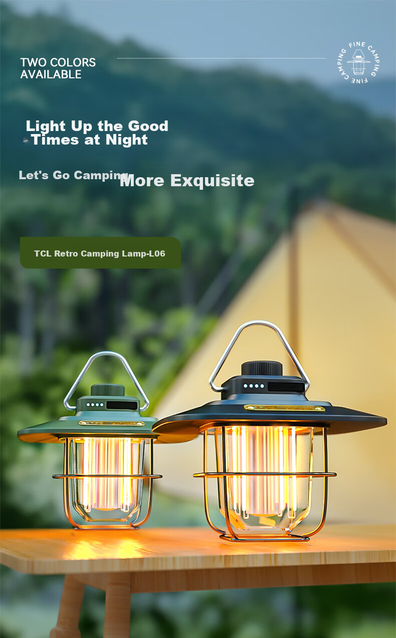 TCL Outdoor Camping Light, Retro Atmosphere Lamp, Long-Lasting Battery Life, Tent Lighting, LED Hanging And Handheld Lamp 1