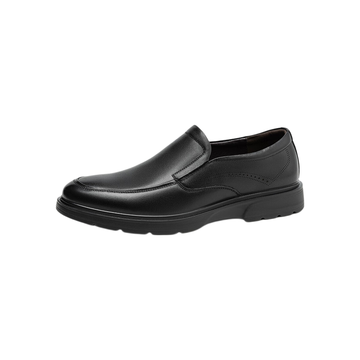 Aokang Men's Shoes, Business Formal Shoes, Cowhide Derby Shoes, Men's Lace-Up Leather Shoes, Black [ Slip-On Style], Size 39