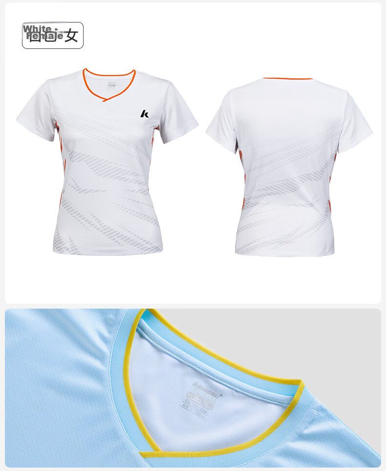 KAWASAKI Women's Badminton Short Sleeve + Shorts Sports Set Sweat-Absorbing Quick-Dry Breathable Training Suit D2827 Light Blue M 16