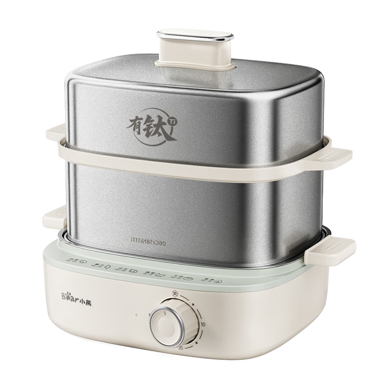 Bear Titanium Egg Cooker Steamer Small 1-2 Person Automatic Power-Off Multifunction Breakfast Machine Stainless Steel Egg Boiler and Steamer ZDQ-E12R2-01