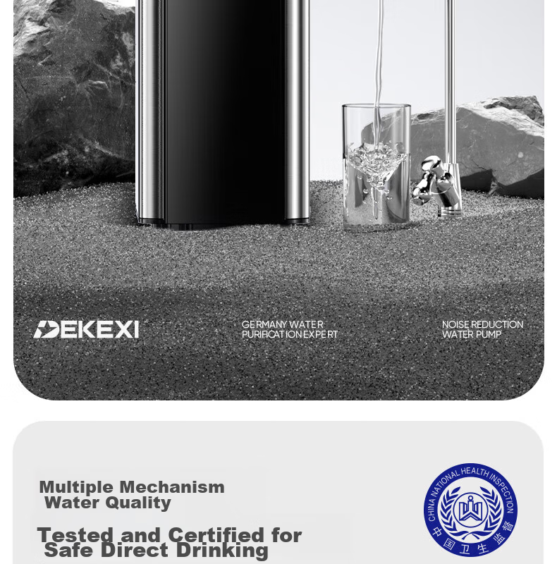 DEKEXI German Water Purifier for Home Kitchen, Pre-Filter for Tap Water, Ultrafiltration Water Purification System, Stainless Steel Water Filtration Device, Faucet 9