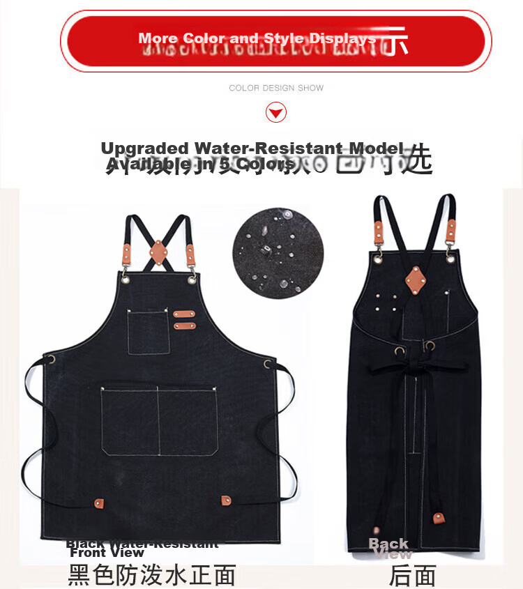 Pinzhide Fashion Canvas Apron Denim Oil-Resistant Dustproof Waterproof Kitchen Restaurant Waist Apron Thickened Wear-Resistant Workwear Gray 12