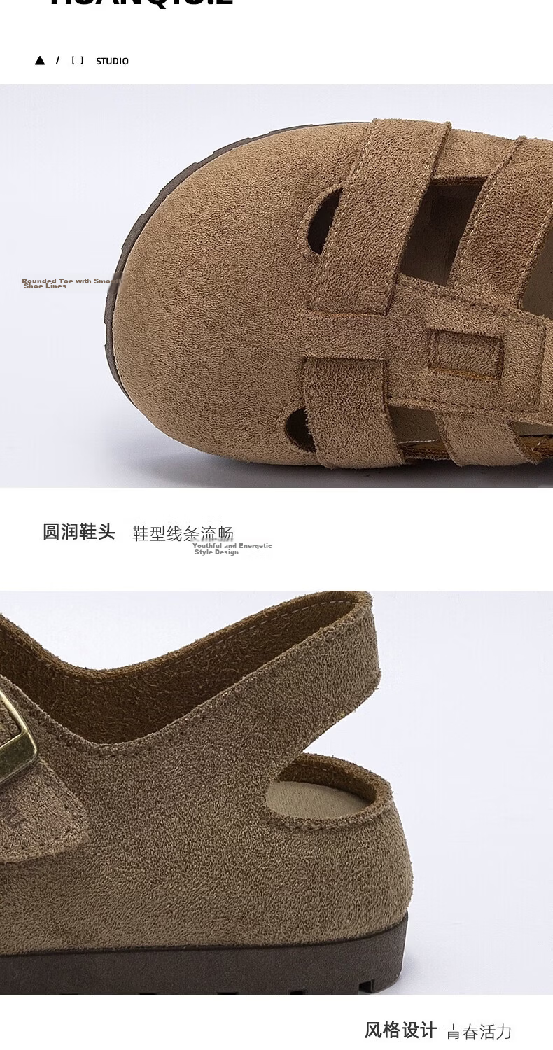 Global Birken Rome Women's Sandals 2026 Summer New Retro Versatile Closed-Toe Hollow Breathable Beach Sandals 4