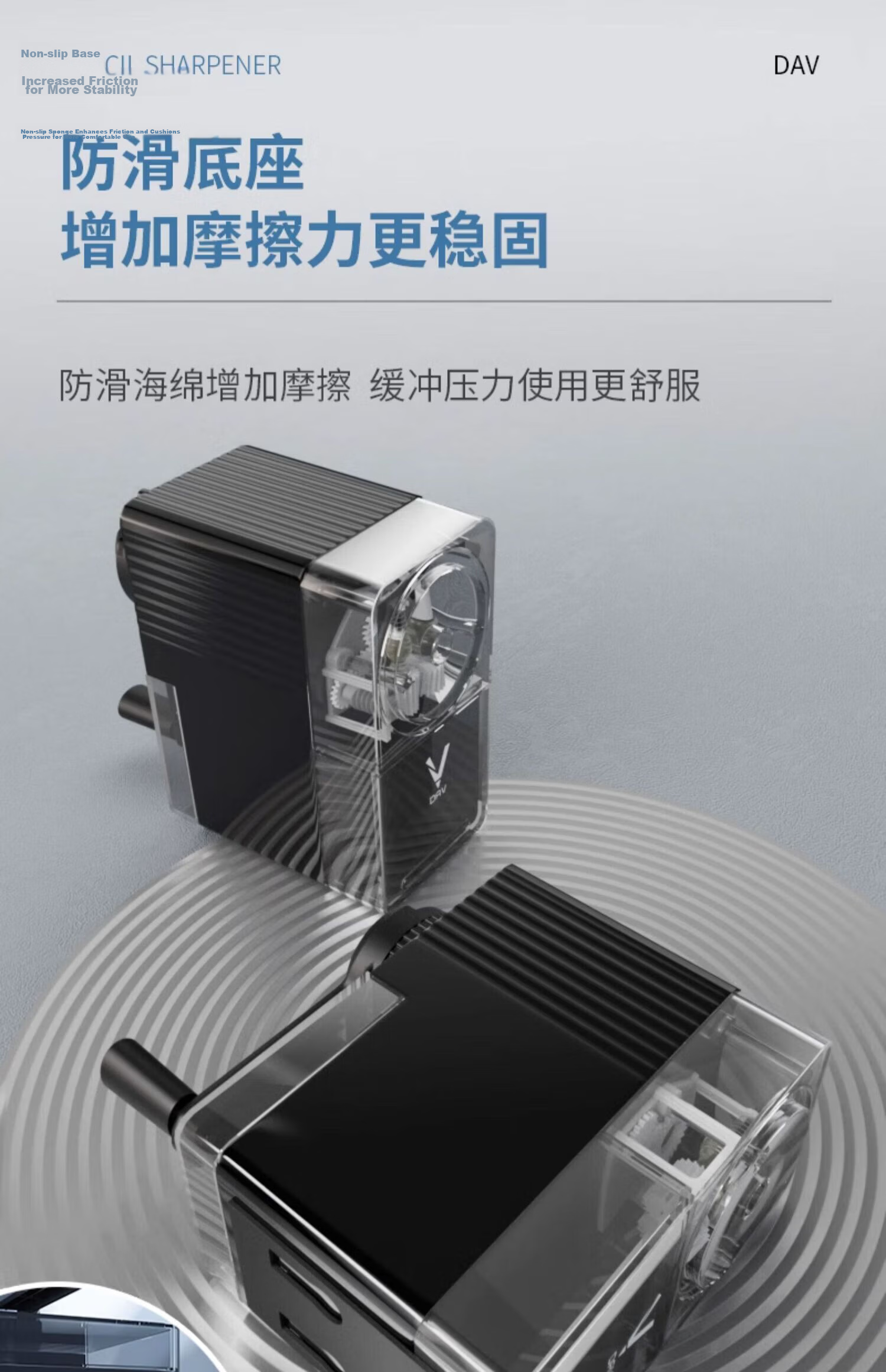DaV Pencil Sharpener New V5 Vibrating Gold Dav Sketch Sharpener Small V Sketching Charcoal Pencil Lead Colored Pencil Dedicated Rotary Pencil Sharpener Art Student Special Writing Long Pencil Core Hand-Cranked Rotary Pencil Sharpener 23