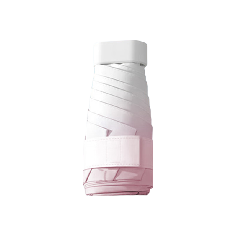 Impression City Black Coating UV Protection Sun Umbrella Lightweight Portable Capsule Umbrella Gradient Pink Dual-use for Sun and Rain