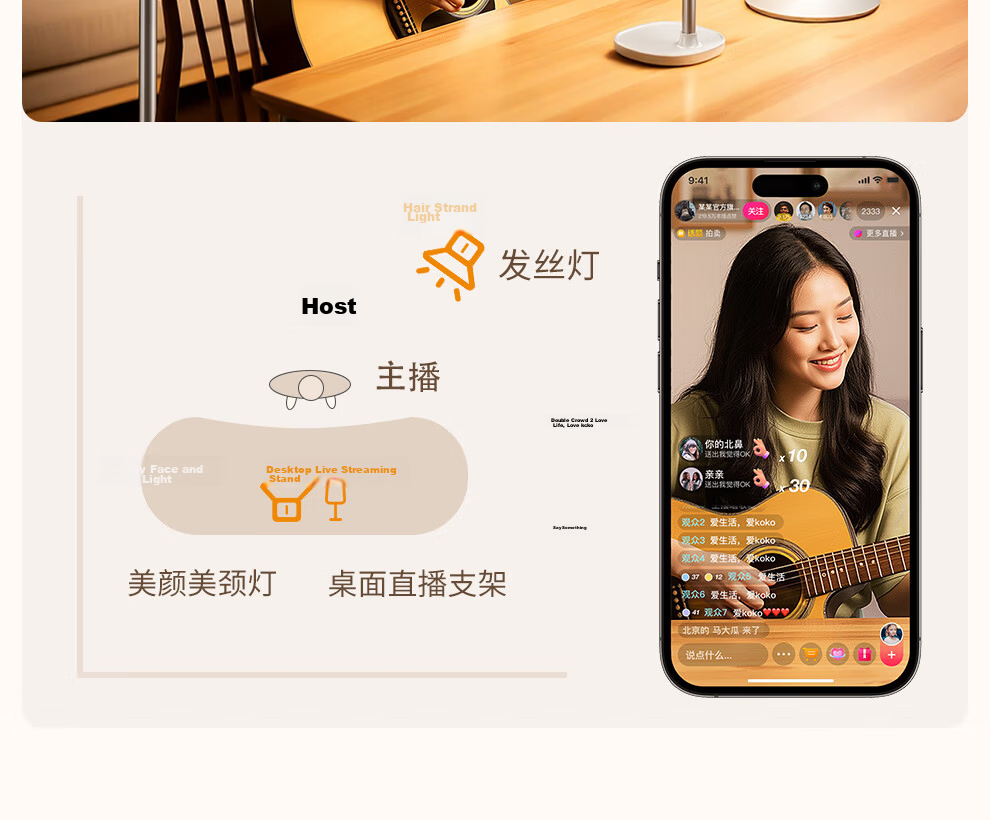 Meiyibo Live Streaming Fill Light Professional Studio Panoramic Moonlight Beauty Full Spectrum Soft Light Phone Photography Desktop Neck Light Indoor 13