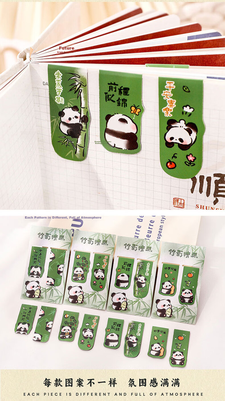 Shiluode Cute Panda Magnetic Bookmark Student Kindergarten Graduation Gift Exam Prize Inspirational Double-Sided Magnetic Bookmark High-Quality Reading Page Clip 4 Sets 8 Pieces 7