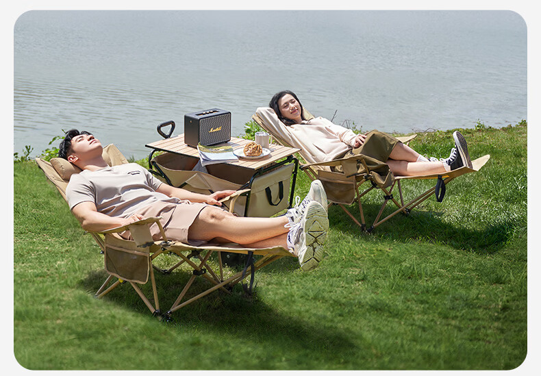 MOBIGARDEN Leisure Lounge Chair, Outdoor Camping Nap Companion Folding Bed with Headrest, Foldable Chair with Three Adjustable Positions for Sitting And Lying 23