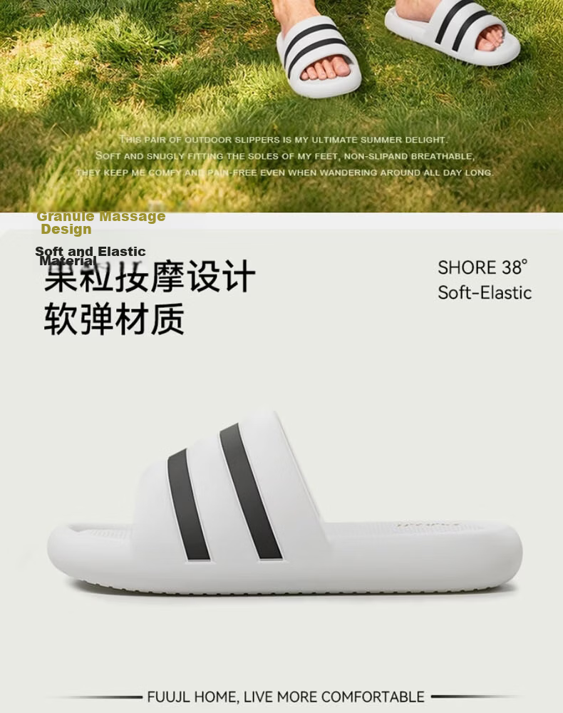 FUUJI Antibacterial Outdoor Slippers Unisex Sports Soft Sole Odor-Resistant Silent Non-Slip Sandals FJ8758 Khaki Size 37-38 2