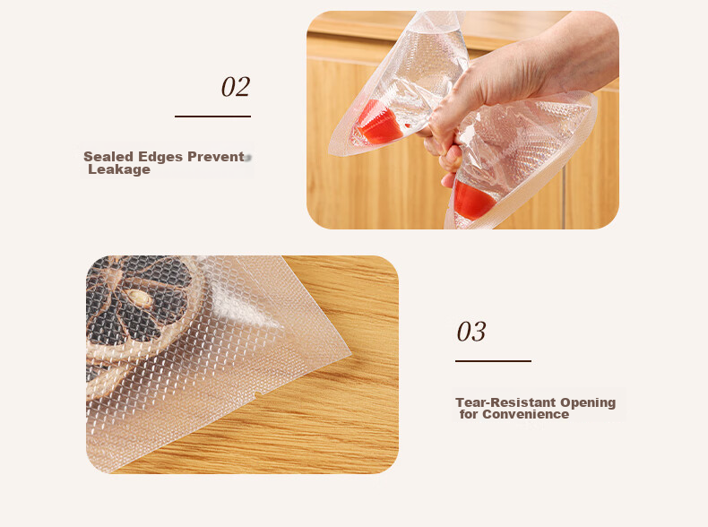 Baijie Food Grade Vacuum Sealer Bags 15x20cm 50pcs Food Vacuum Seal Storage Bags Packaging Bags Preservation Bags Compression Storage Bags 22