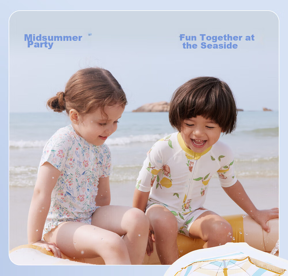 YEEHOO Kids Short Sleeve One-Piece Swimsuit Unisex Children's Thermal Spring Swimwear Summer Sun Protection UPF50+ 1