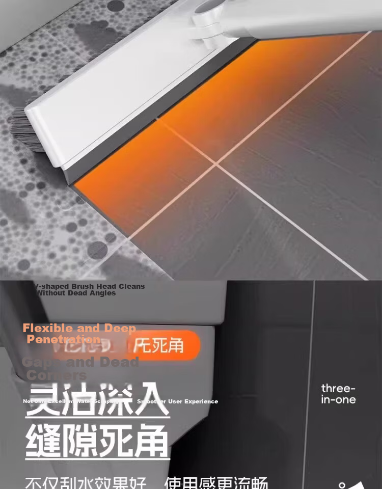 Guangduola Floor Brush Bathroom Brush No Dead Angle Shower Brush Floor Gap Brush Toilet Crevice Brush V-Shaped Long Handle Floor Brush 13