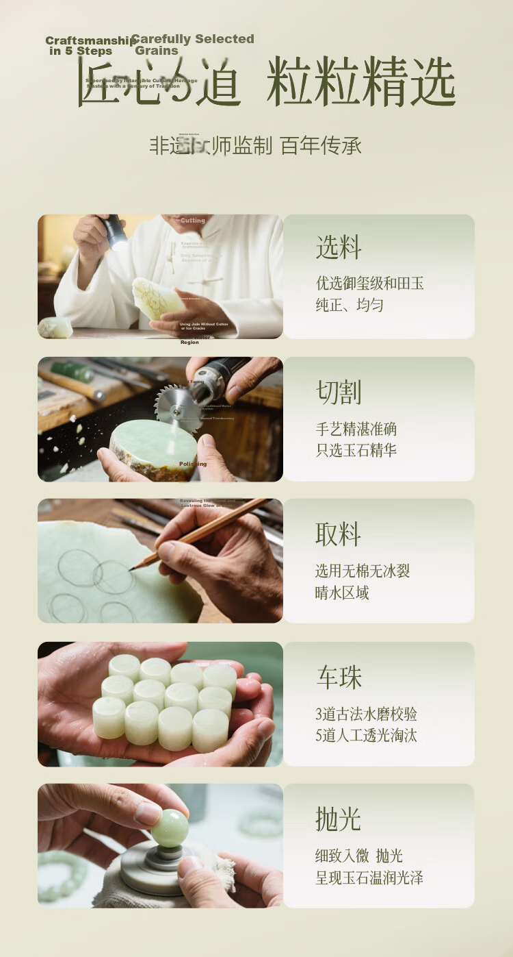 Jinliufu Auspicious Hetian Jade Loose Beads DIY Bracelet Jade Accessories Round Beads Jewelry Qixi Festival Gift for Girlfriend 9