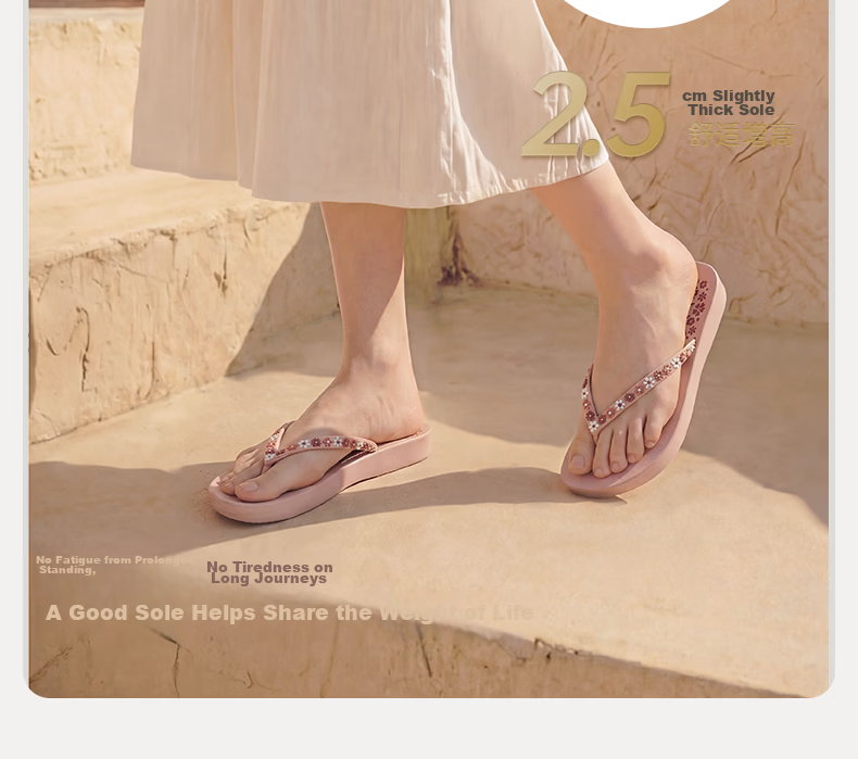 Luo Fu Women's Anti-Slip Flip Flops Bathroom Shower Silent Quick-Dry Slippers LF714010 White Pepper Size 36 6