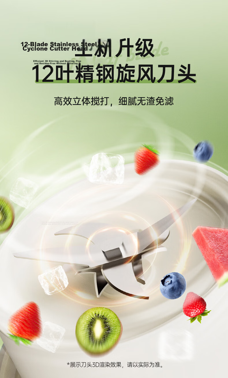 Zhenmi Small Portable Juicer 1L Large Capacity Multifunctional Juice Extractor Double Lid Smoothie Milkshake Blender Cup J22 4