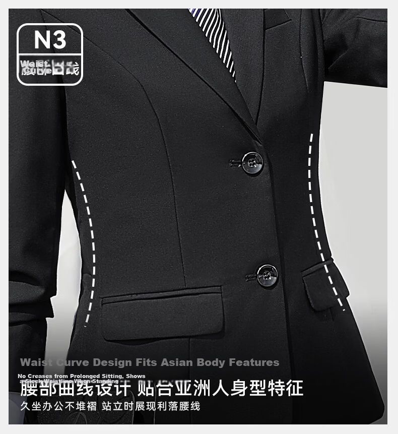 Yulixi Gray Women's Suit Set High-End Professional Formal Slim Fit Wrinkle-Free Blazer for Petite Interview and Commuting 11
