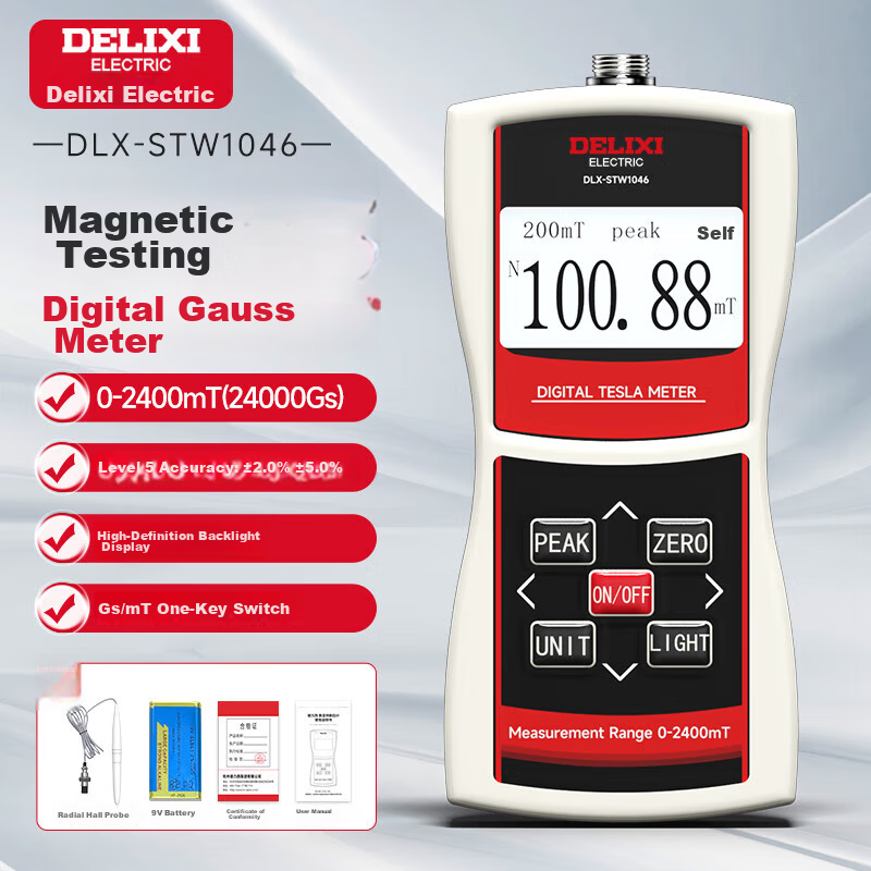 DELIXI ELECTRIC Digital Gauss Meter Magnetic Field Strength Tester Tesla Meter