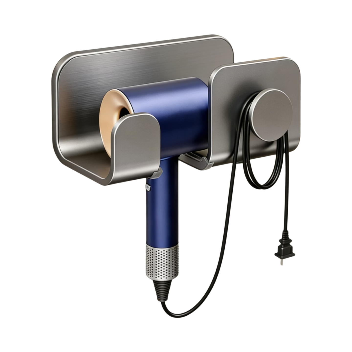 Xinpei Hair Dryer Holder, No Drilling Required, Bathroom Storage Rack, Space Aluminum Hair Dryer Stand, Free Hands, Storage Shelf