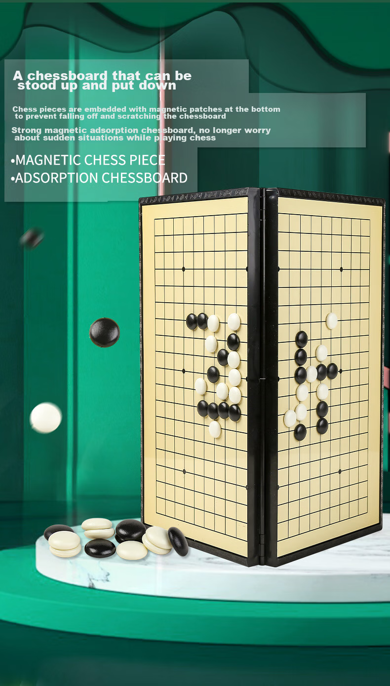 Miaoji Go, Chess And Gomoku Three-In Set, Magnetic Attachment, Dual-Use with Storage for Students' Campus, Camping 1