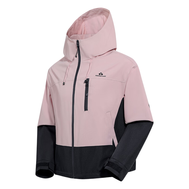 Pioneer Camp New Women's Jacket, Windproof And Waterproof Long-Sleeve Coat, Outdoor Short Hooded Jacket for Women, Spring And Autumn Style, Commuter Wear