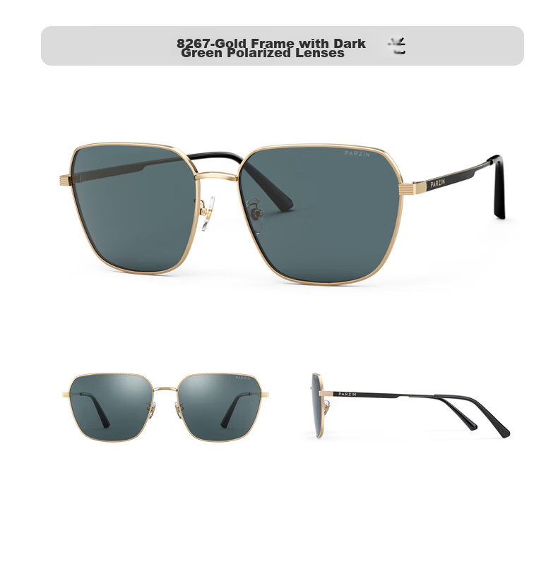 PARZIN Nylon Polarized Sunglasses, Polygon Square Frame Eyeglass Style Men's UV Protection Driving Trendy Sunglasses Gift for Men PZ8267 29