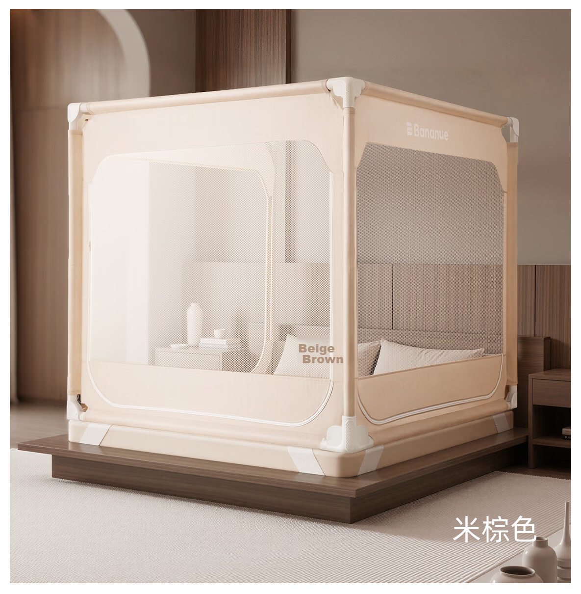 Banxianyue [7A Antibacterial] Class A Baby Anti-Fall Mosquito Net Bed Rail 1.8x2m Home Gray 29