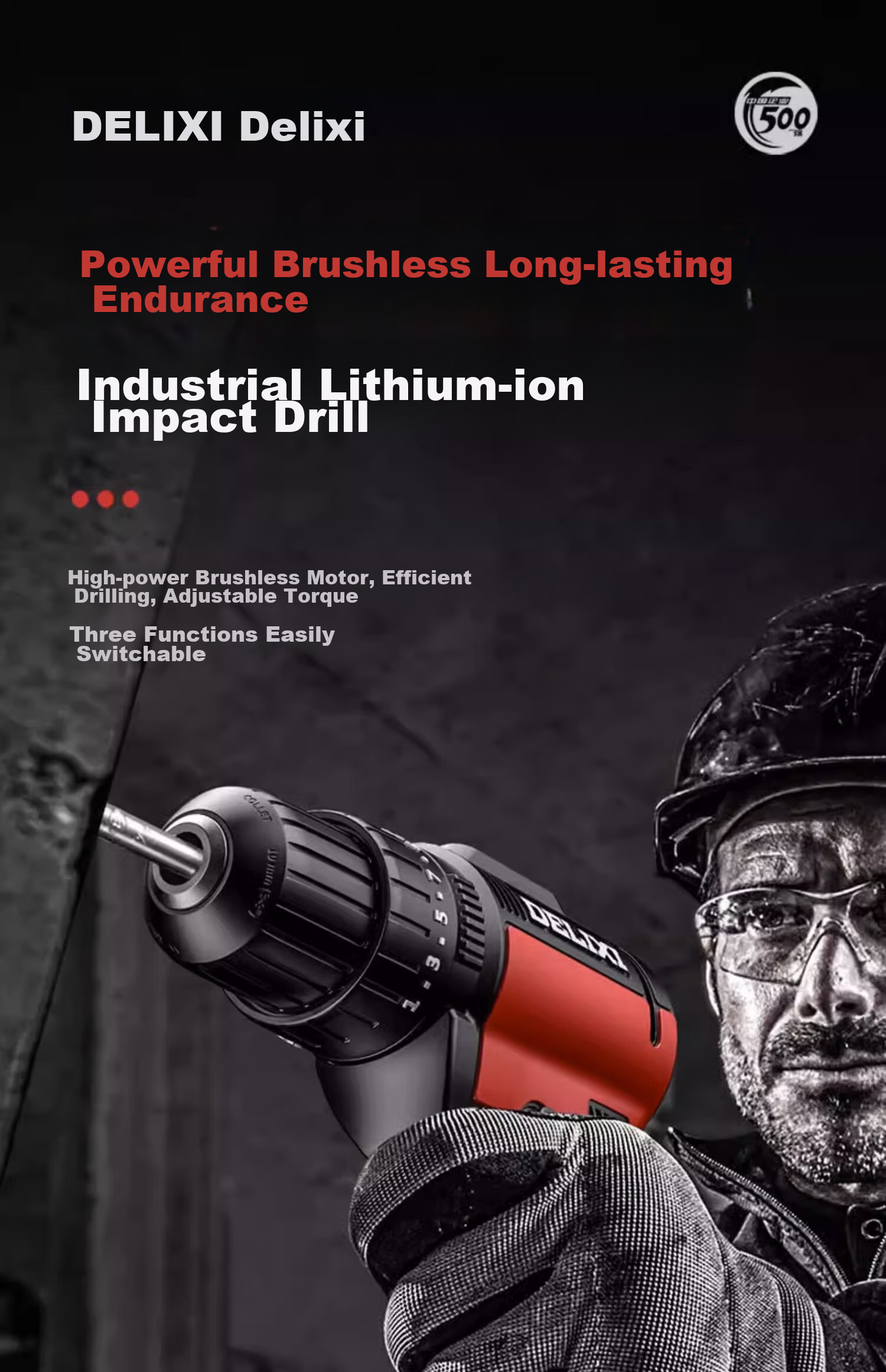 Delixi Electric 16.8V Brushless Cordless Lithium Battery Hand Drill Electric Screwdriver Tool Kit 8