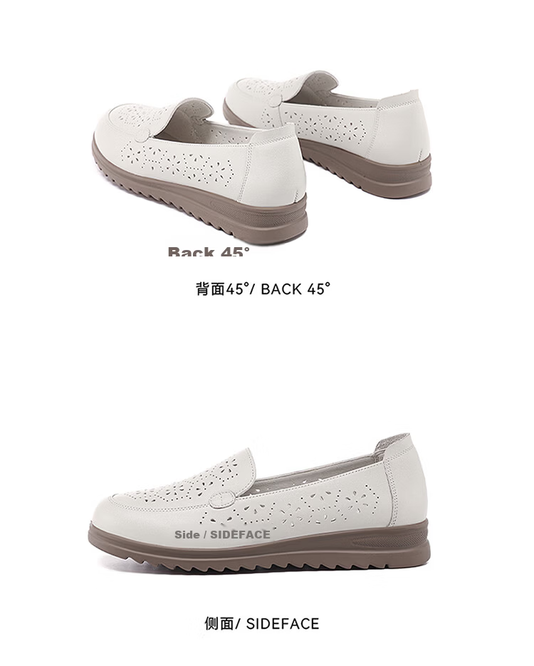 Red Dragonfly Women's White Commuter Soft Sole Casual Shoes Hollow Breathable Middle-aged and Elderly Single Shoes WTK261022 Off-white Size 35 14