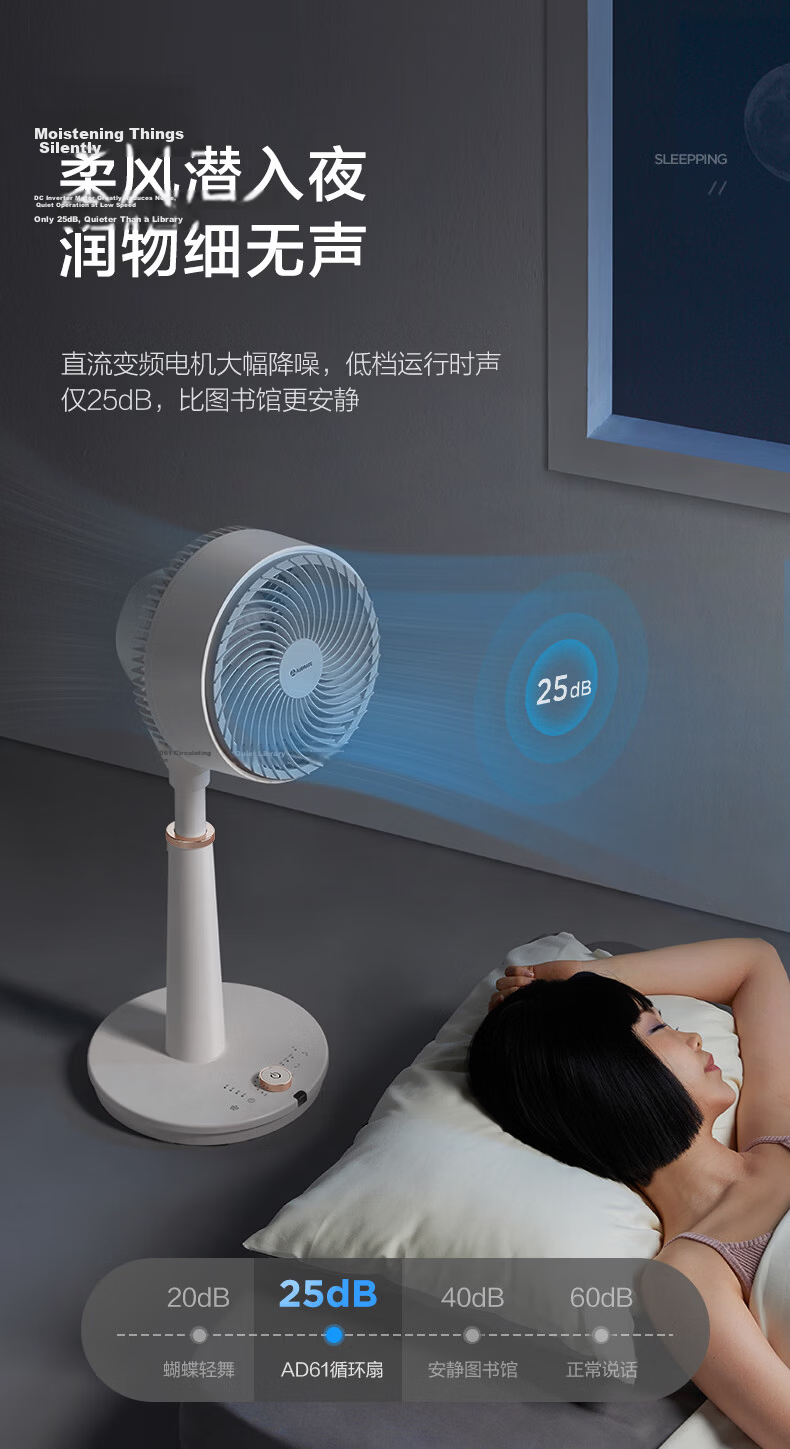 AIRMATE "Seagull" Air Circulation Fan, Home Use, 20-Speed DC Inverter Electric Fan, Floor Fan, 360-Degree Oscillating Head, Electric Fan for Both Table And Floor Use, Quiet Oscillating Small Fan RD93 11