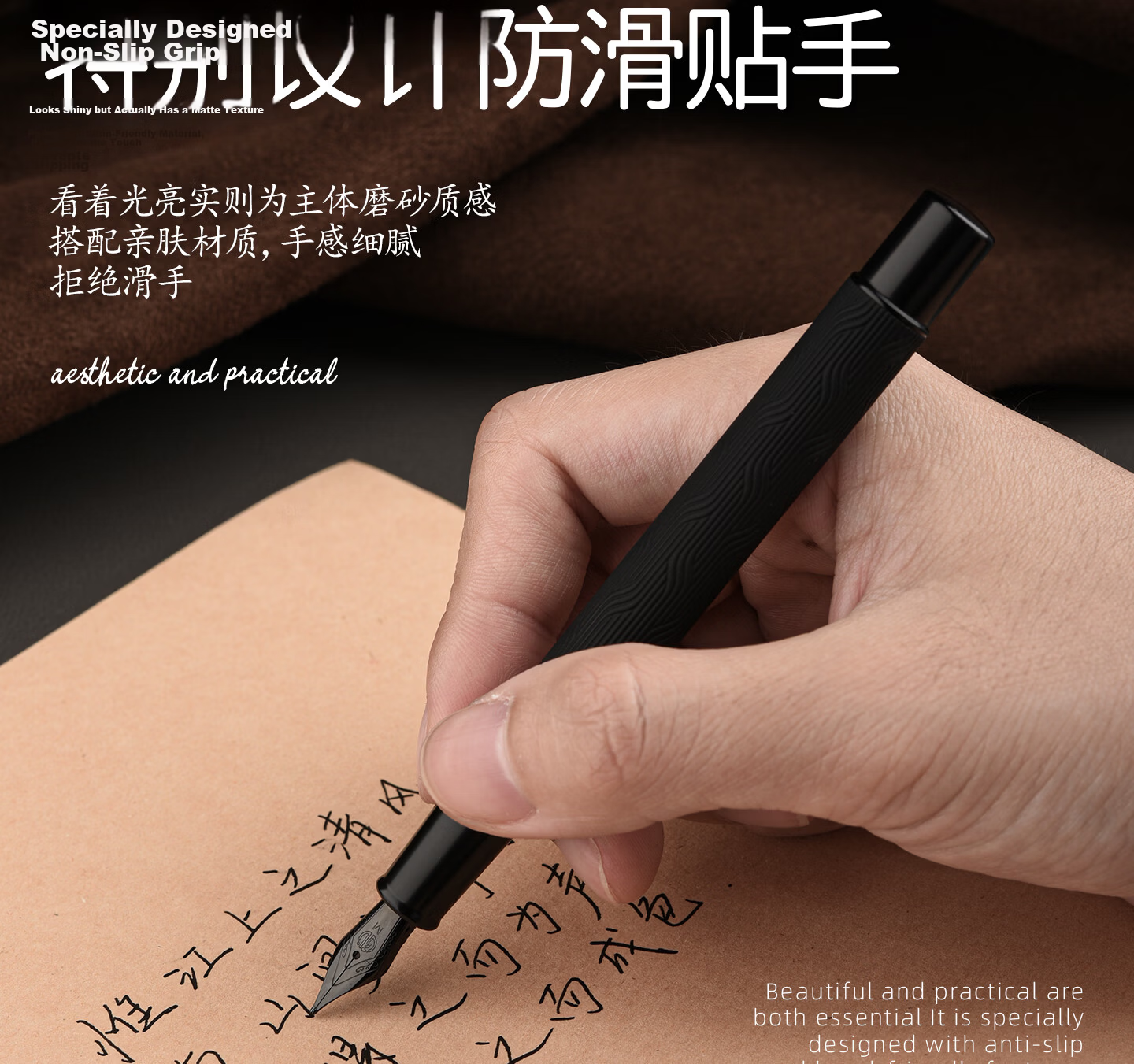 Hongdian High-End Business Elegant Student Calligraphy Vintage Art Pen 1861 Black Forest Pro Key Black EF Nib Obsidian Gift Box with 60ml Ink 17