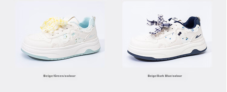 Warrior Thick Sole Sneakers Women Spring New Versatile Sweet Style Height Increasing Shoes N456Z Beige/Navy 37 10