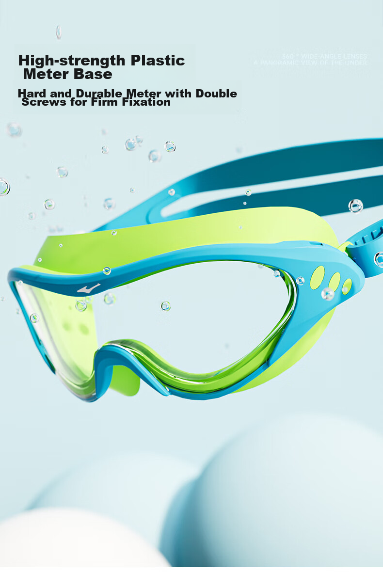 ERKE Children's Large Frame Swimming Goggles, High-Definition Anti-Fog Anti-Glare, for Swimming And Diving Beginners, Protective Eyewear, Green And Blue Color 2