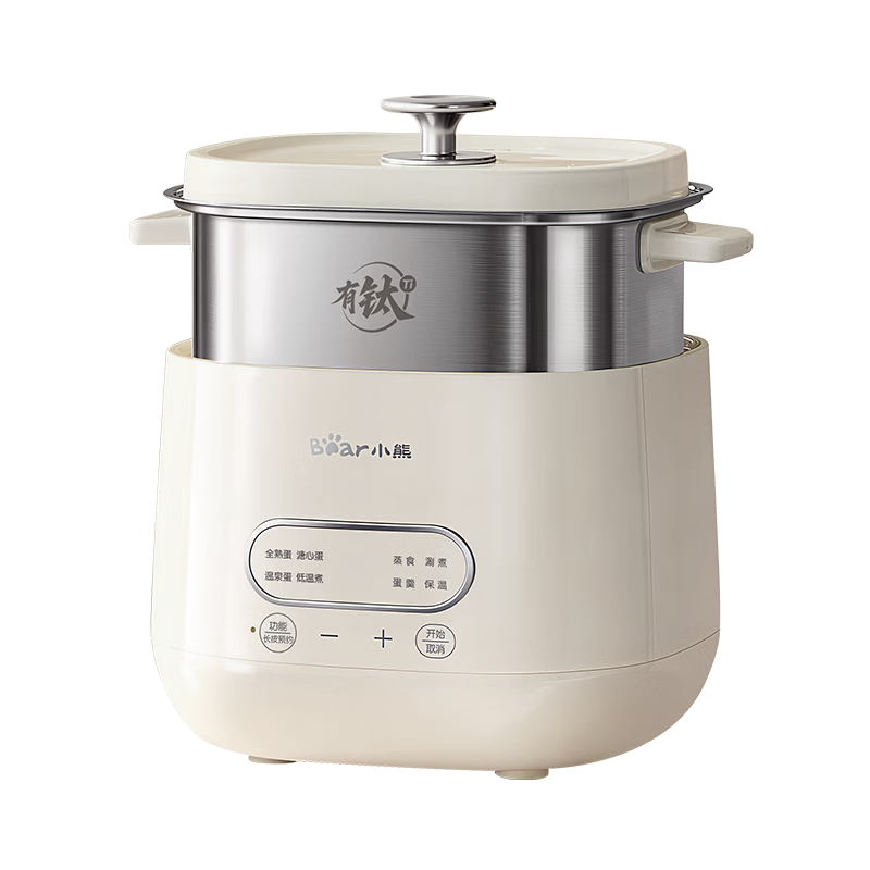 Bear Titanium Egg Cooker Steamer Automatic Power-Off Breakfast Steamer Timer Reservation Small Single-Use Non-Coated Light Food Machine ZDQ-F12G3