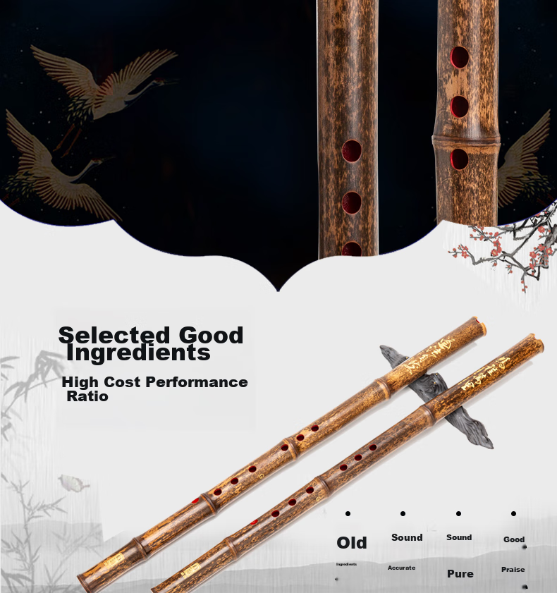 HAMDUN HUANXIANG Purple Bamboo Flute, Handmade Premium One-Section Eight-Hole Natural Short Flute, G Key, Professional Performance Beginner Entry-Level Flute for Adults, Ethnic Wind Instrument 2