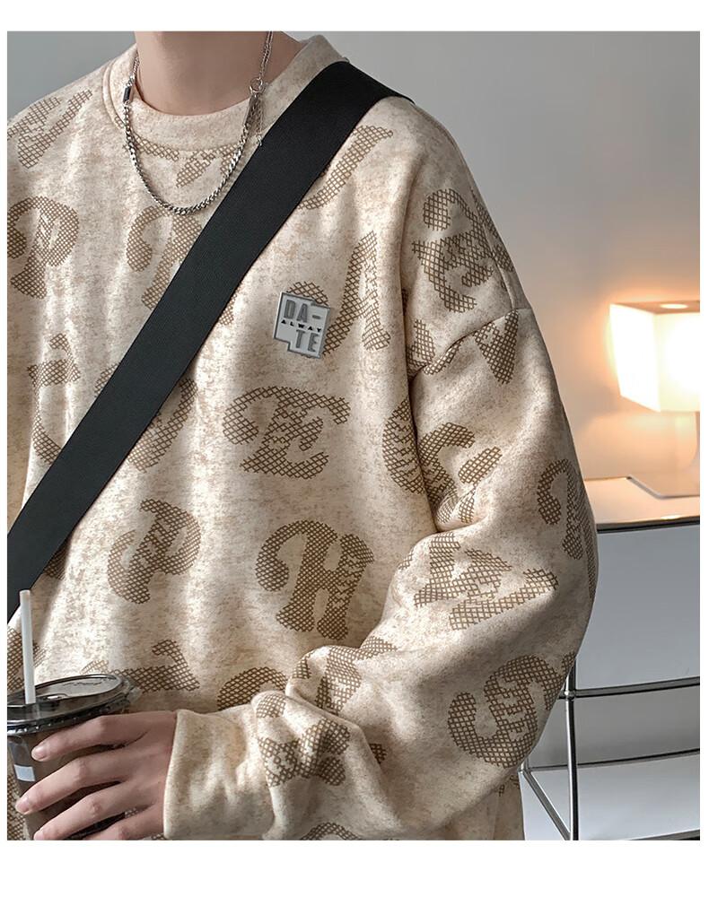Homlean American Retro Crew Neck Sweatshirt for Men, Autumn Long-Sleeve Pullover Top, Versatile Casual Simple HM03 Fluorescent Green 3XL 20