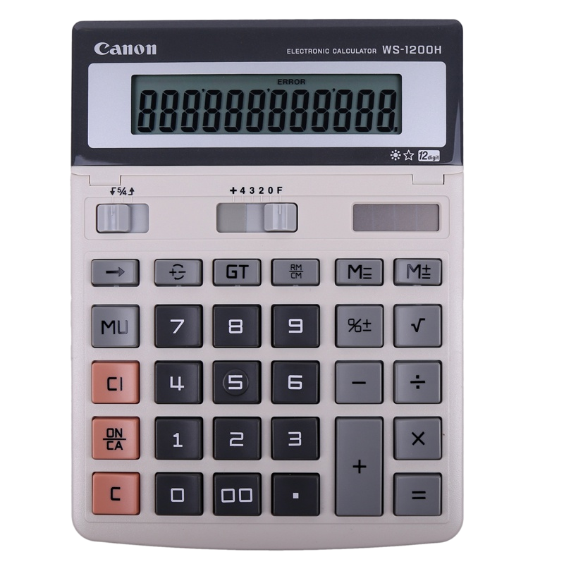 Canon WS-1200H, 12-Digit Large Business Office Calculator, Dual Power Supply, Wide Screen, Desktop Classic Calculator