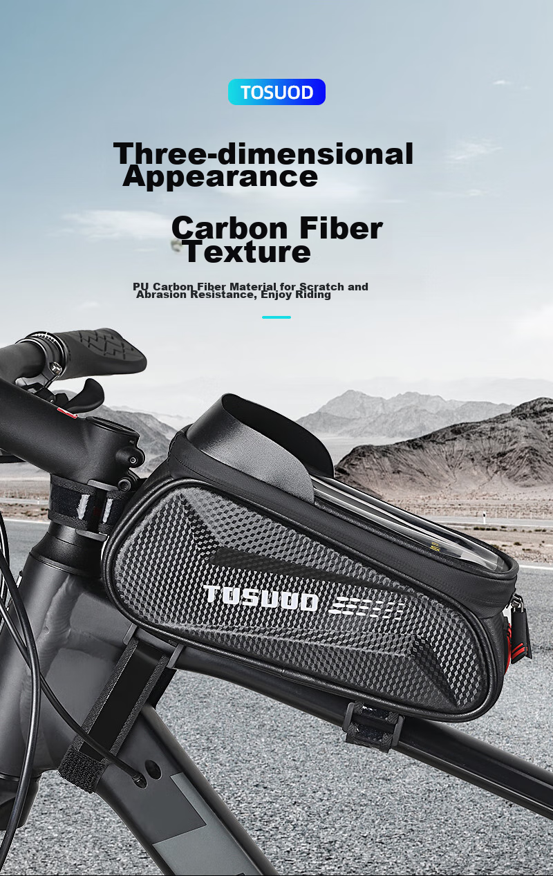 TOSUOD Bicycle Front Frame Bag Phone Tool Storage Bag Mountain Road Bike Top Tube Bag Cycling Gear 2.0L 20
