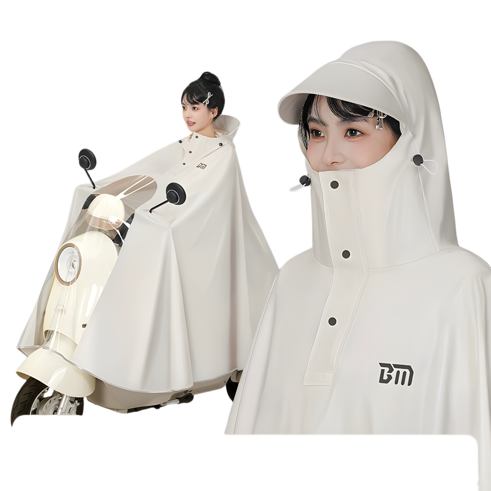 Beimei Electric Scooter Raincoat for Women, Adult Long Full-Body Heavy-Duty Waterproof Poncho for Outdoor Riding
