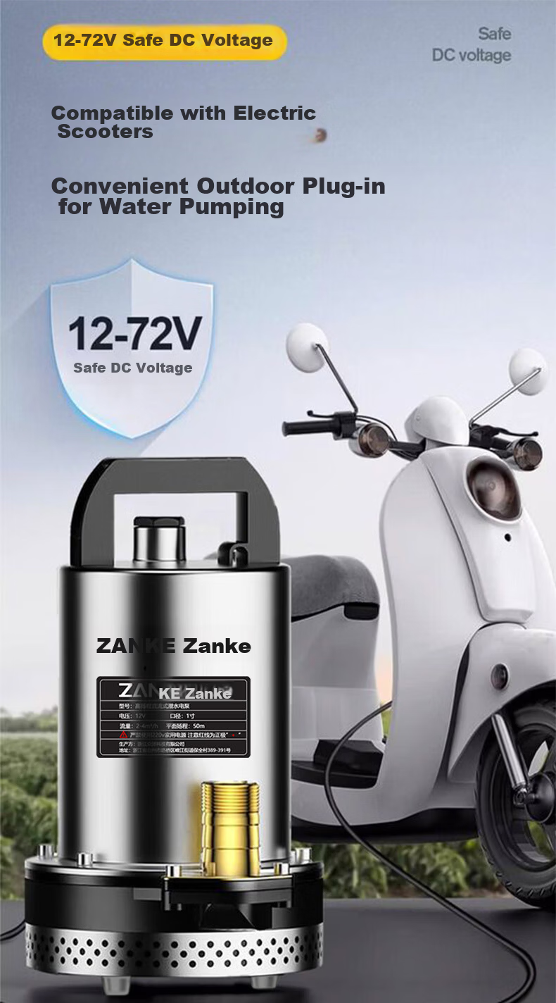 Zanco DC Submersible Pump Agricultural and Household Watering Device Electric Vehicle Water Pump High Lift 24V 1 Inch 19
