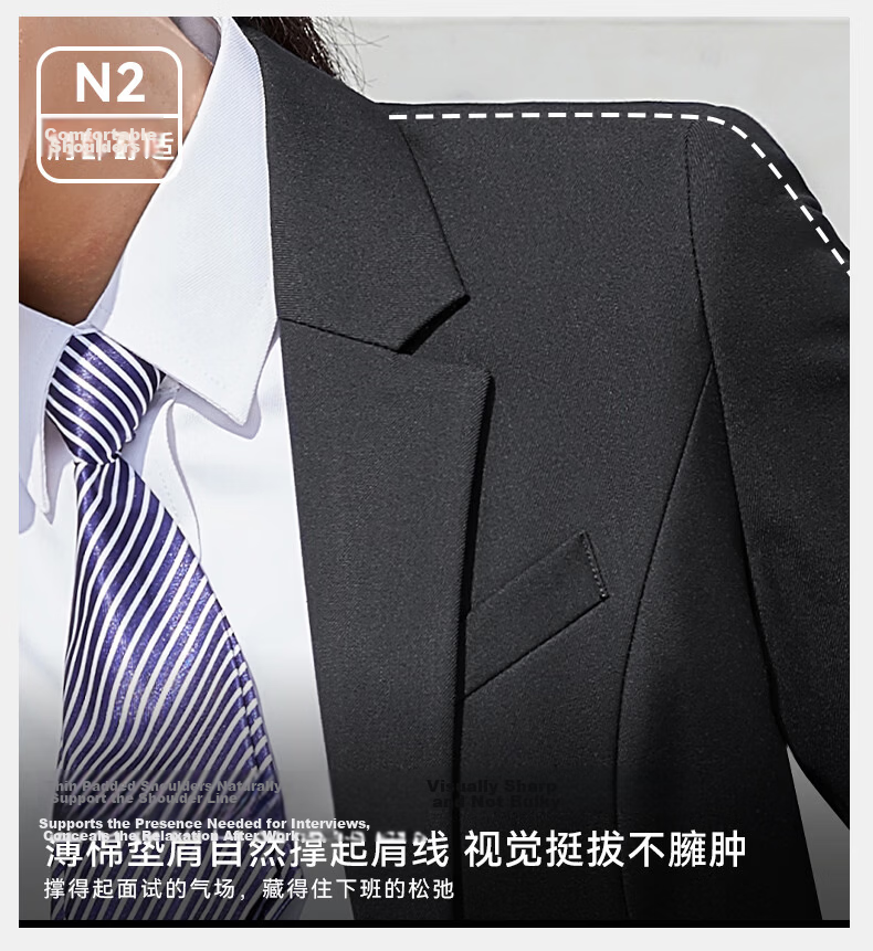 Yulixi Gray Women's Suit Set High-End Professional Formal Slim Fit Wrinkle-Free Blazer for Petite Interview and Commuting 10