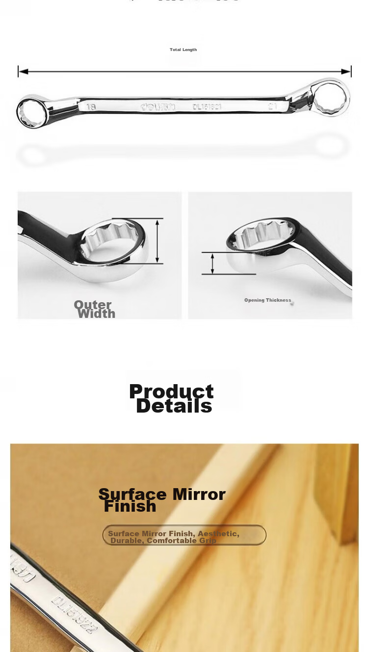 Deli Tool Mirror Double Open-End Wrench 24x27mm DL152427 9