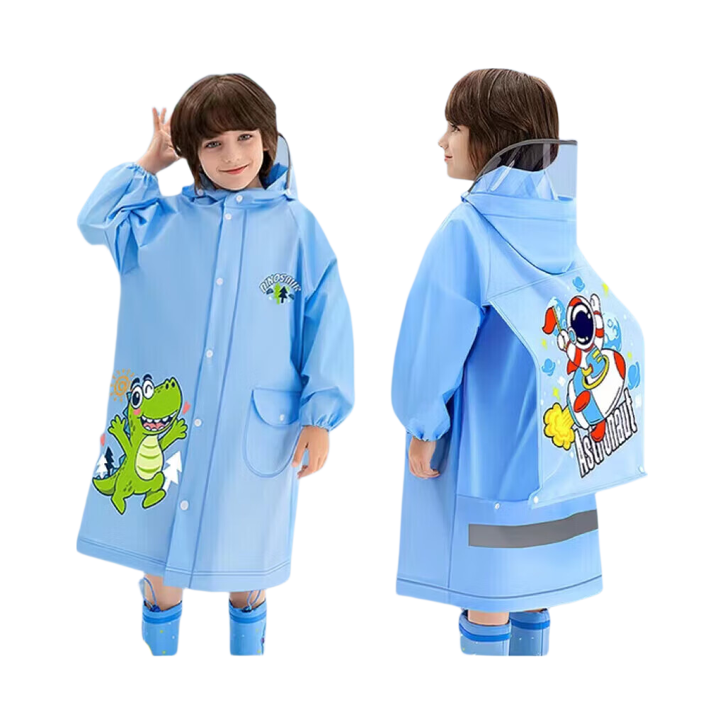 KEYRU Children's Raincoat And Poncho for Boys And Girls, School-Specific, Kindergarten And Elementary Student Full-Body Heavy Rain Protection with Backpack Space